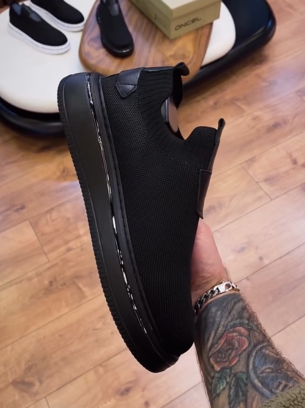 UrbanFlex All-Black Knit Slip-Ons