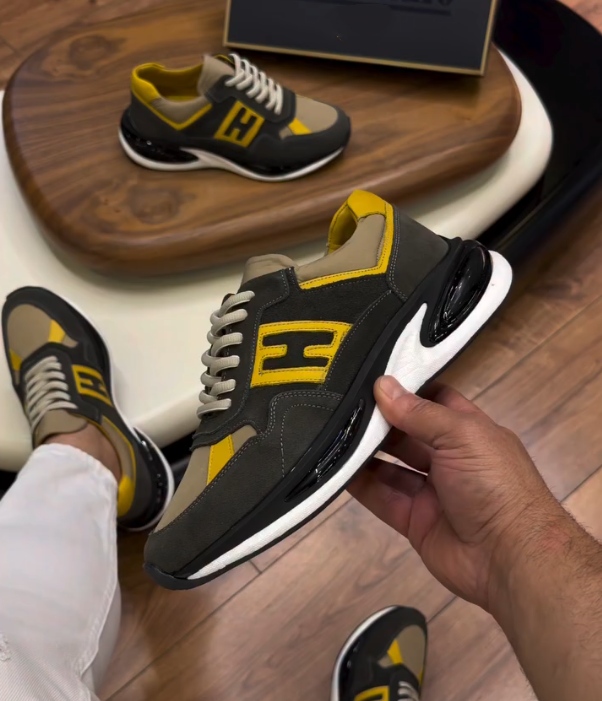 Suede Lace Up Sneaker with Bold Logo Patch and Air Cushion Sole for Sporty Urban Style