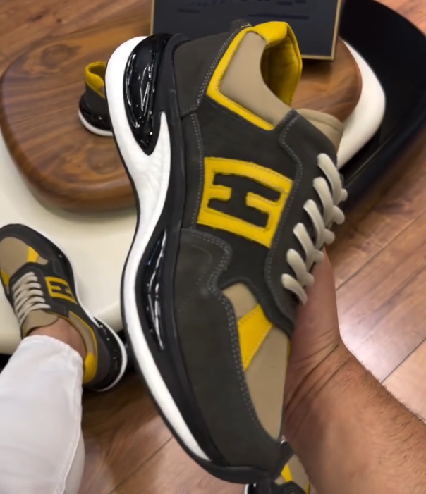 Suede Lace Up Sneaker with Bold Logo Patch and Air Cushion Sole for Sporty Urban Style