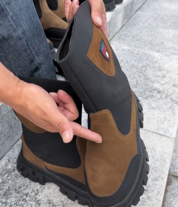 Suede and Nylon Mid Calf Winter Boot with Fleece Lining and Rugged Lug Sole for Outdoor Adventure