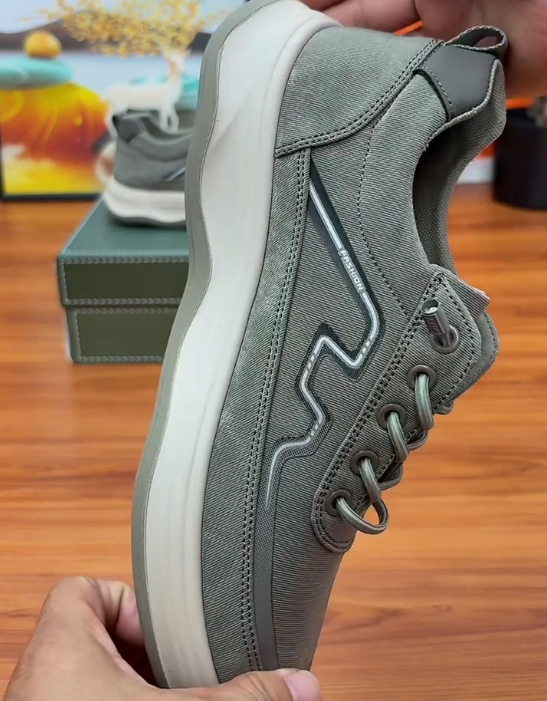 Suede Lace Up Sneaker with Wave Stitching Detail and Thick White Cushioned Sole for Casual Comfort
