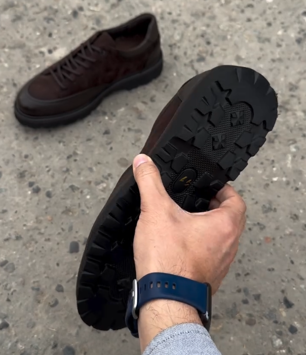 Suede and Leather Lace Up Sneaker with Chunky Rubber Sole for Modern Casual Menswear