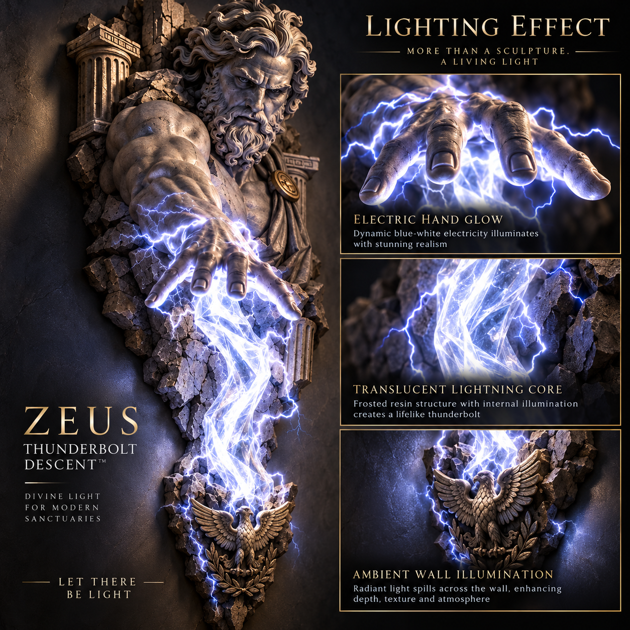 Detailed mythological sculpture wall light