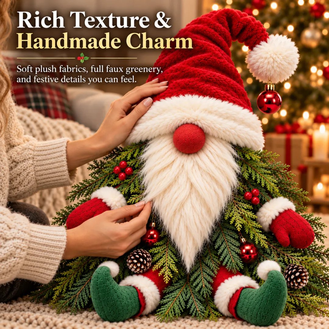 Close up evergreen gnome texture and plush details