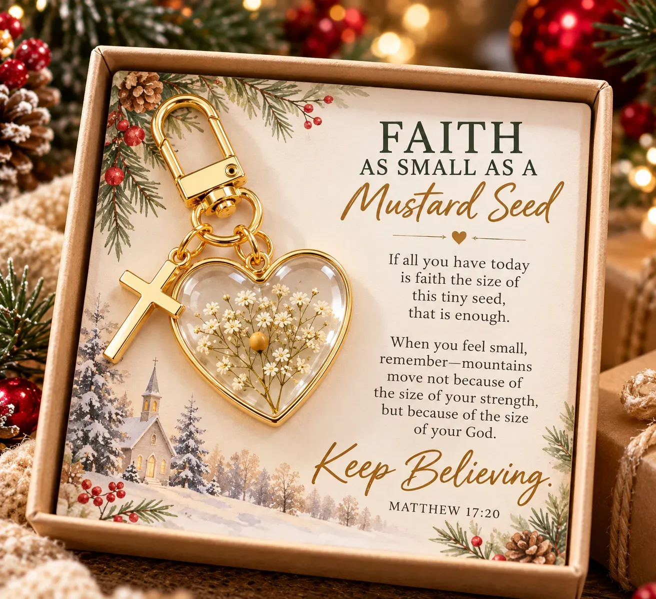 Mustard Seed Faith Keychain and encouragement card