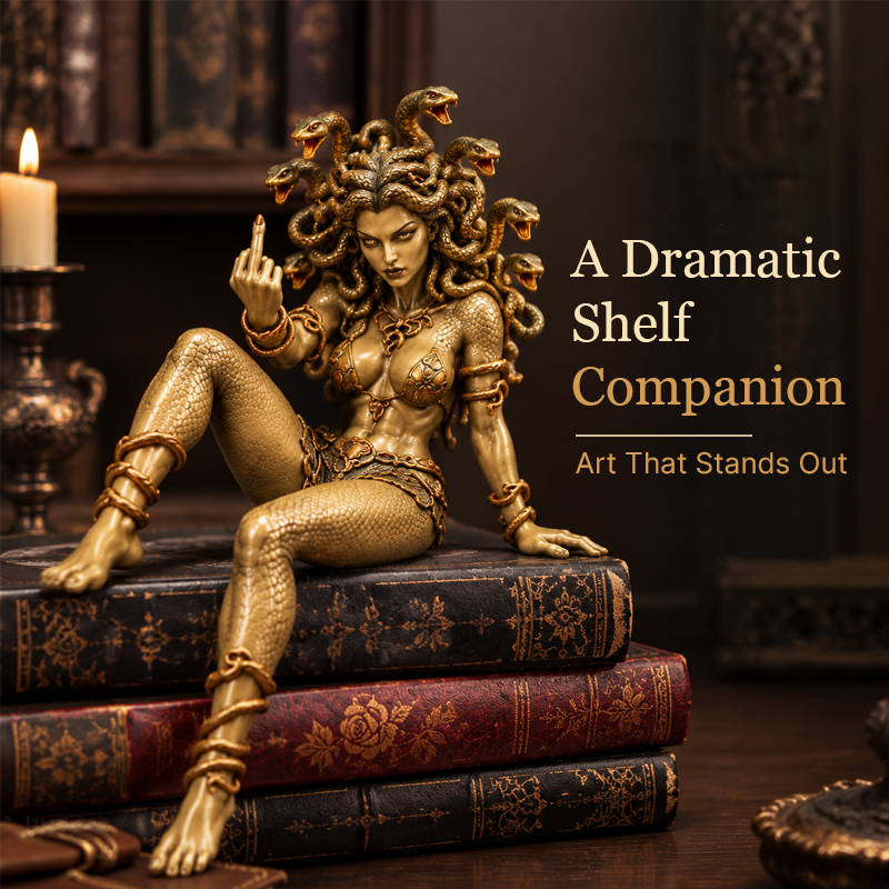 🔥 Last Day 49% OFF - 🐍 Medusa Goddess Shelf Sitter Statue | 4 Unique Gothic Mythology Styles