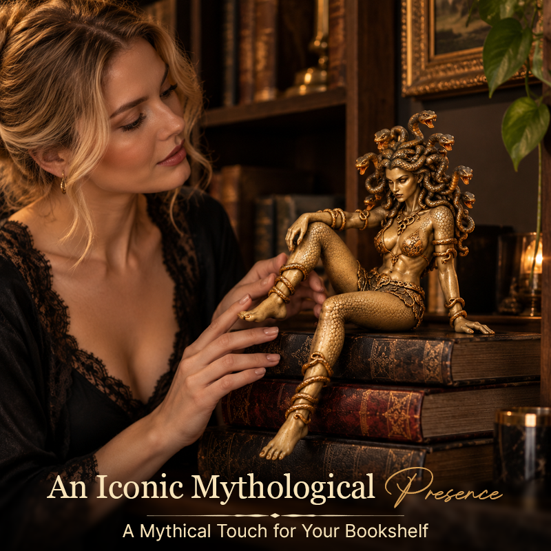🔥 Last Day 49% OFF - 🐍 Medusa Goddess Shelf Sitter Statue | 4 Unique Gothic Mythology Styles