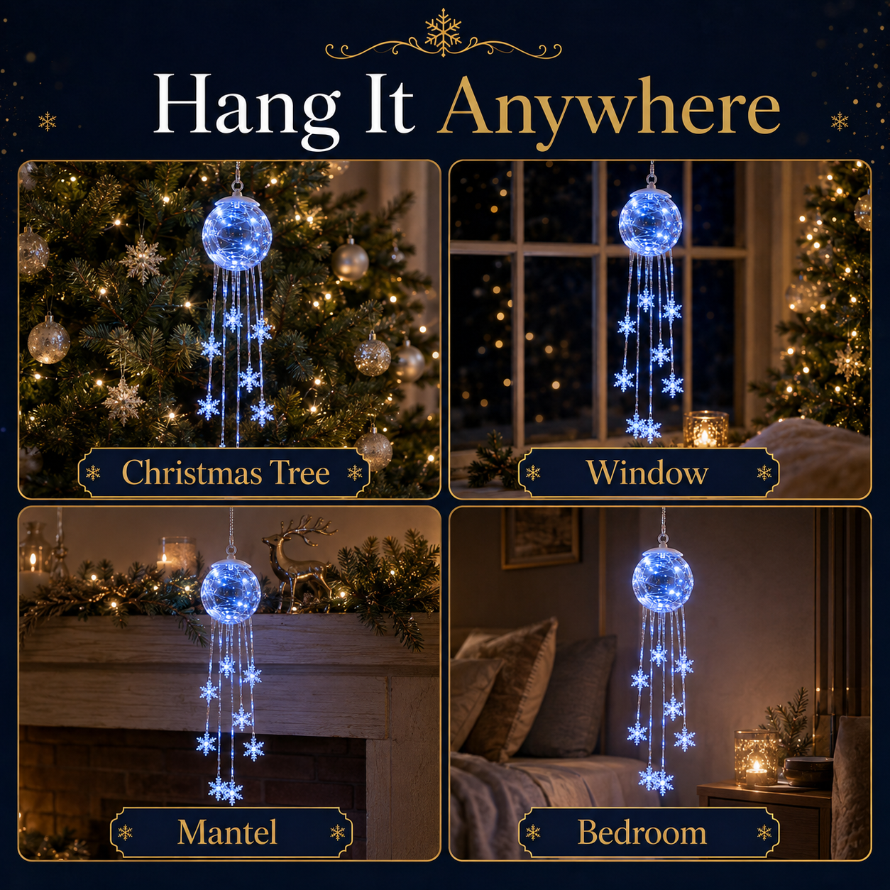 Icy Glow Hanging Ornament beautiful by day magical by night