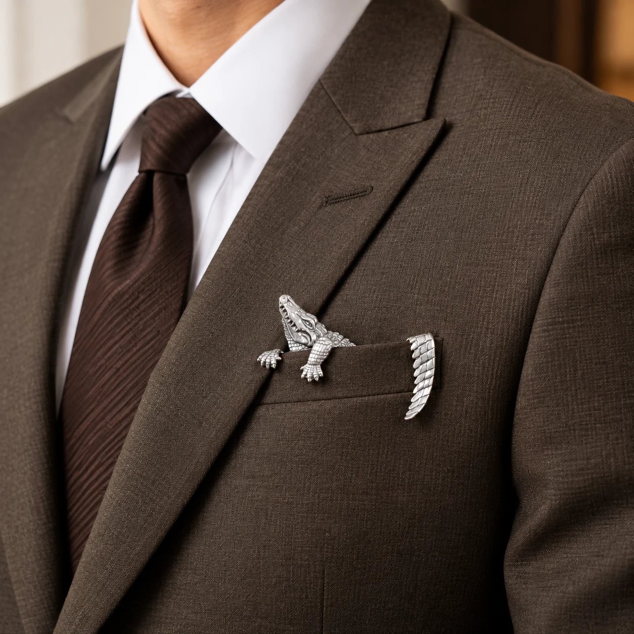 Accessoire de poche alligator en métal détaillé