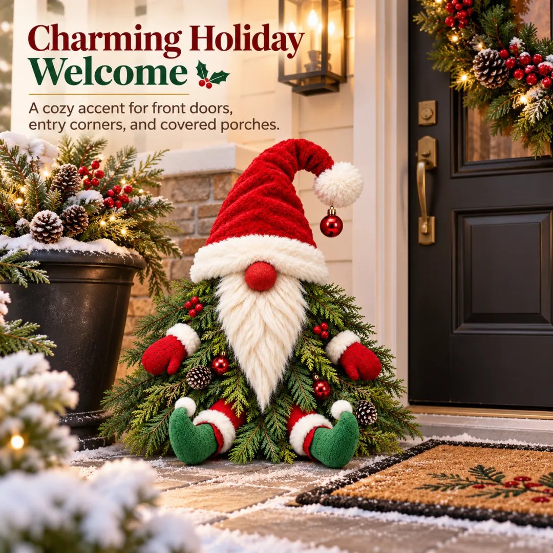Christmas evergreen gnome holiday welcome decor