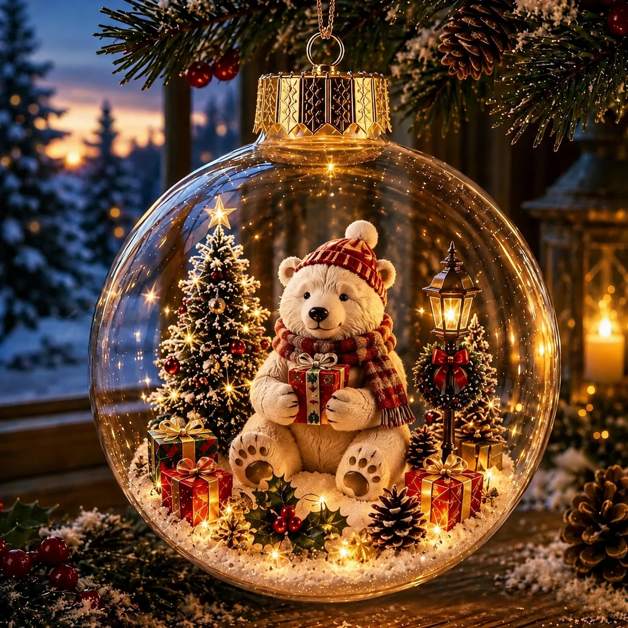 🎄Glowing Christmas Diorama Ornament – A Tiny Winter World in the Palm of Your Hand🐦