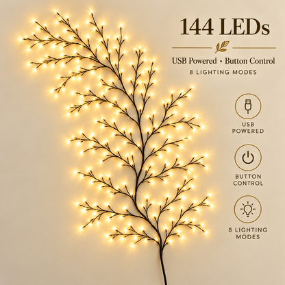 ✨ Enchanted Willow Vine Christmas Lights – 8 Lighting Modes & Warm White Glow
