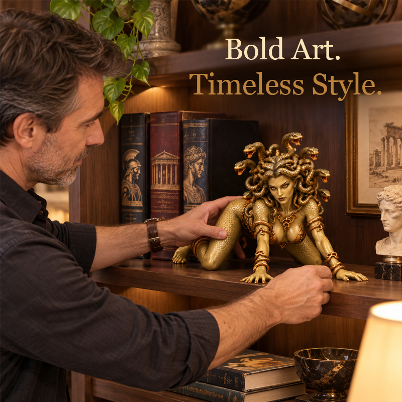 🔥 Last Day 49% OFF - 🐍 Medusa Goddess Shelf Sitter Statue | 4 Unique Gothic Mythology Styles