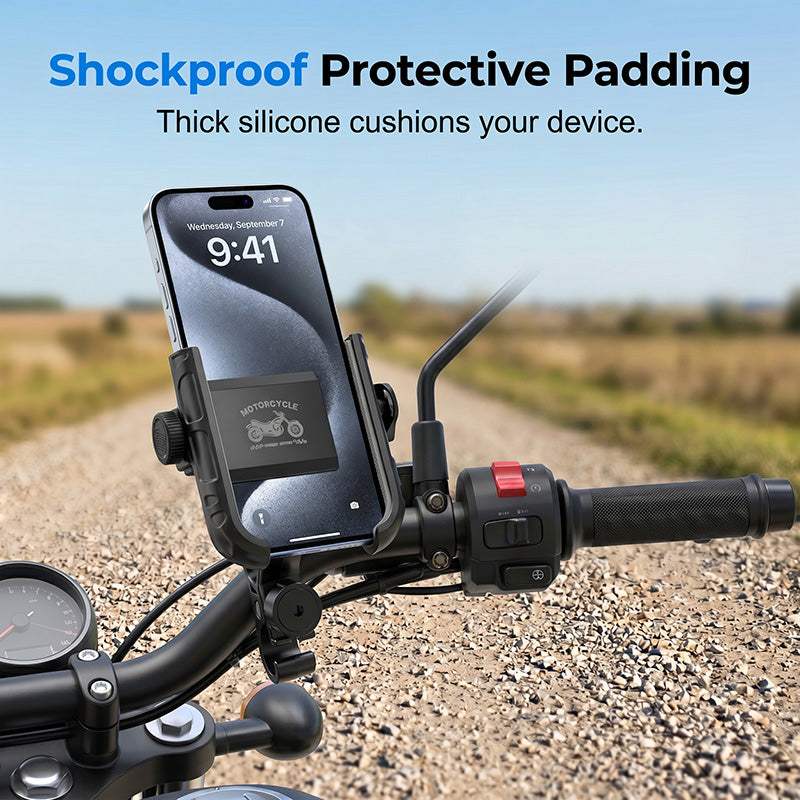 Silicone protective padding on quick-release bike phone mount
