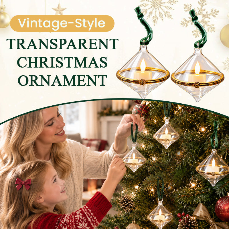 Vintage clear Christmas ornaments styled on a tree with family