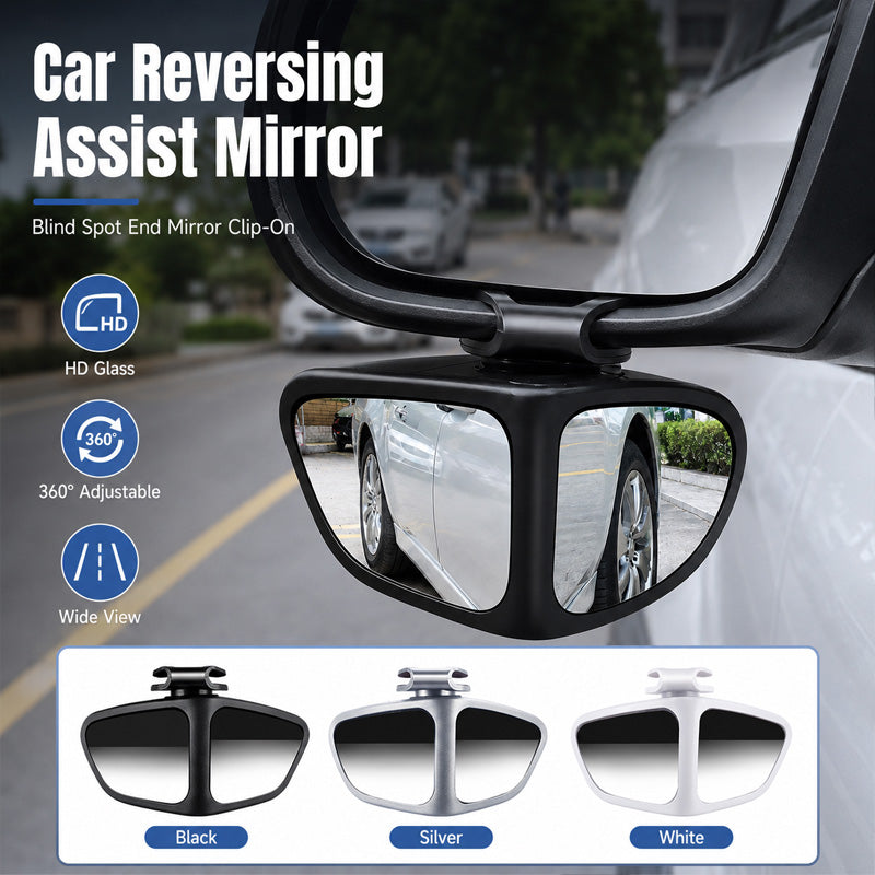 🚗 360° Blind Spot Wide-Angle Rearview Mirror – Adjustable Clip-On Car Auxiliary Mirror for Parking, Reversing & Side View Assistance