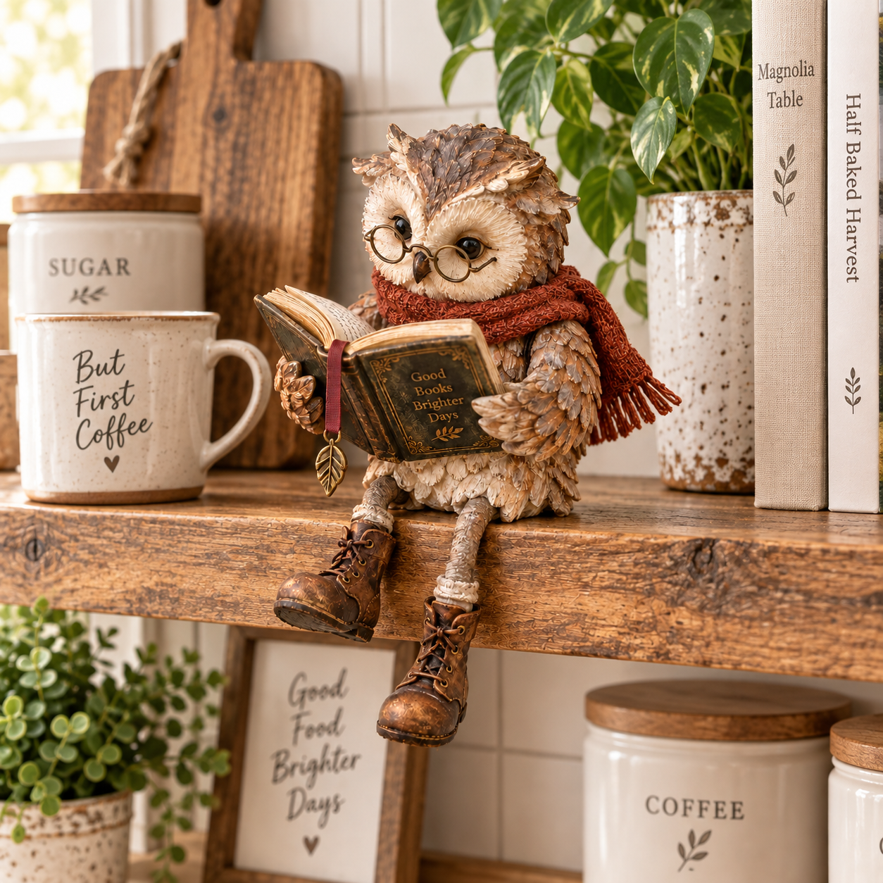 Reading Owl Figurine – Cosy Bookshelf Decor for Book Lovers