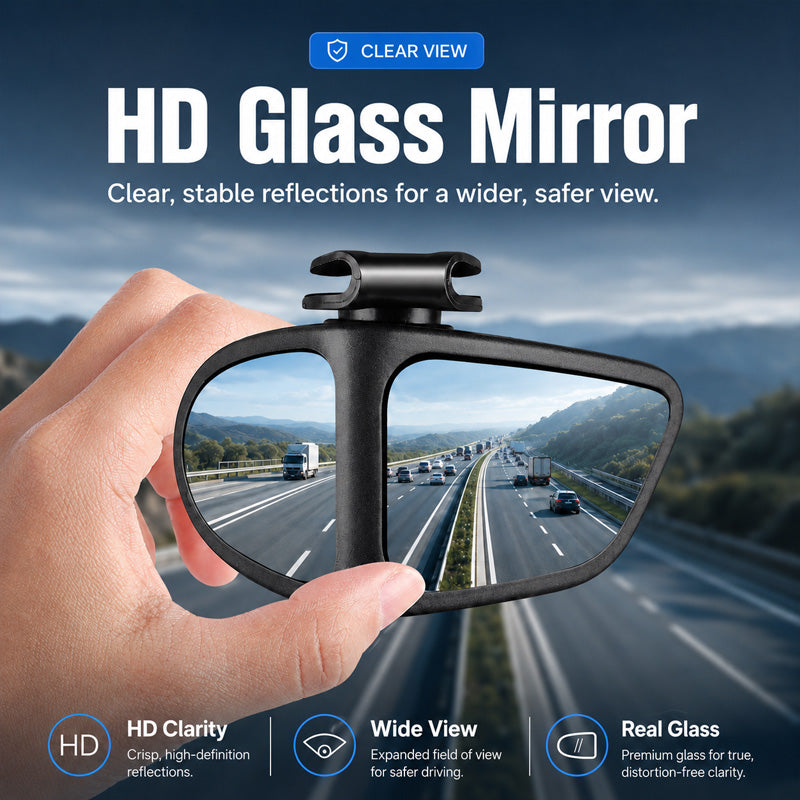 🚗 360° Blind Spot Wide-Angle Rearview Mirror – Adjustable Clip-On Car Auxiliary Mirror for Parking, Reversing & Side View Assistance