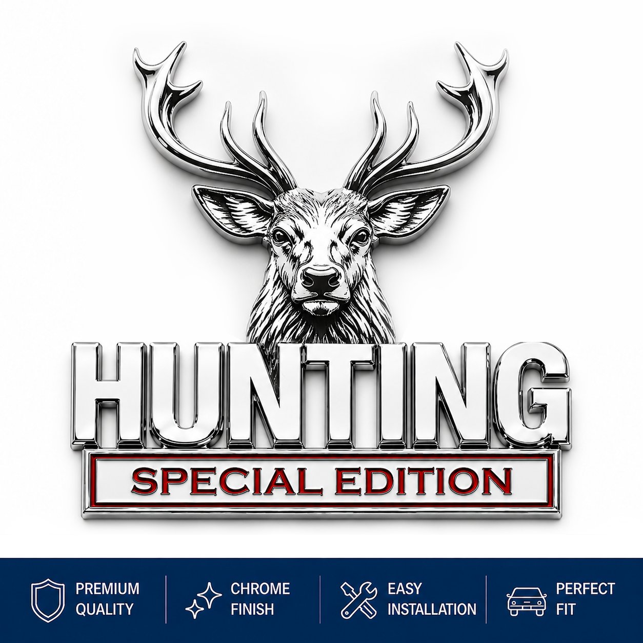 🦌 3D Stag Metal Vehicle Badge – Premium Outdoor Emblem for Trucks & SUVs