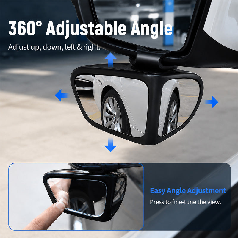 🚗 360° Blind Spot Wide-Angle Rearview Mirror – Adjustable Clip-On Car Auxiliary Mirror for Parking, Reversing & Side View Assistance