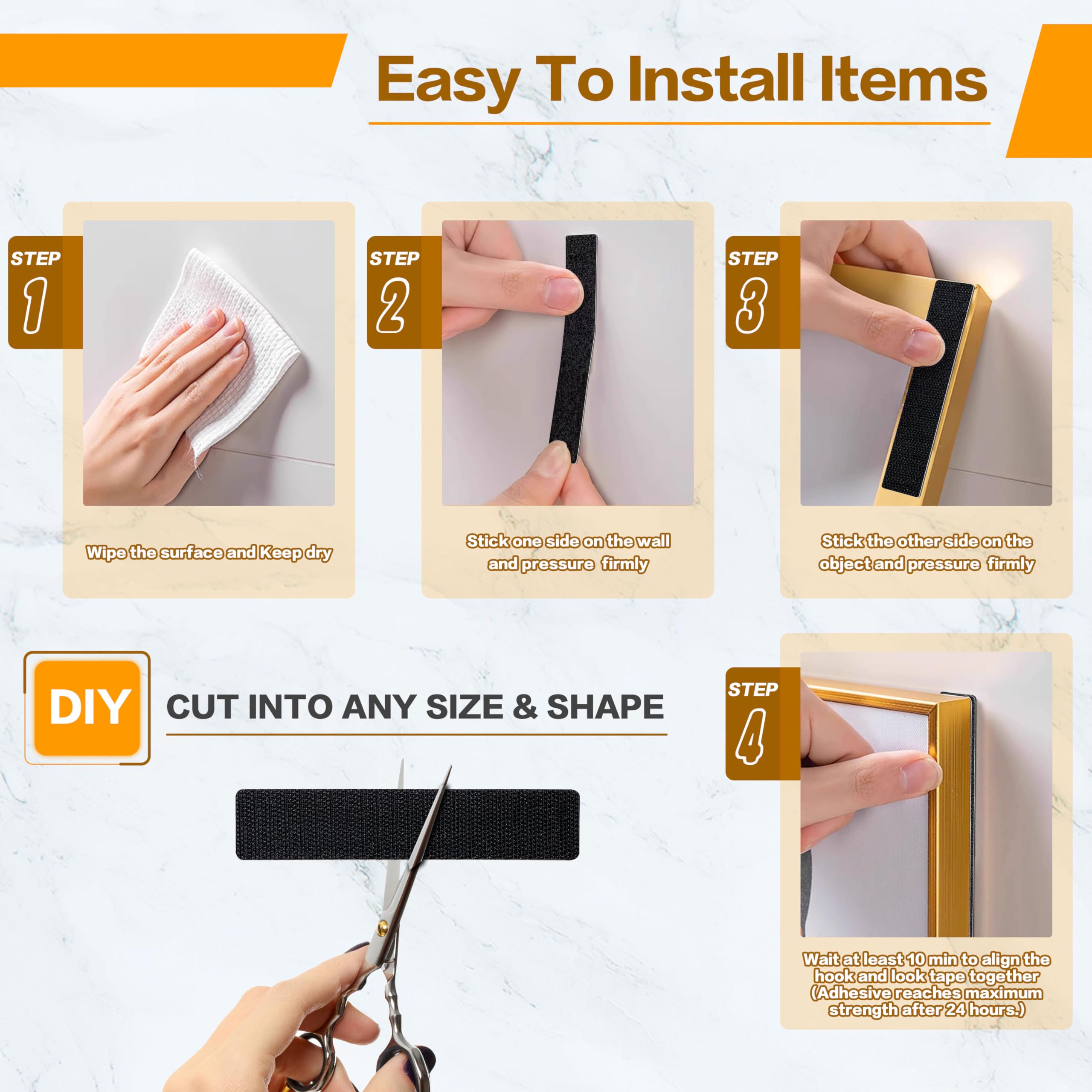 Heavy-Duty Self-Adhesive Hook and Loop Strips – Reusable Fastening Pads for Home, Office, DIY & Cable Organisation