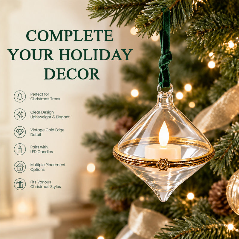 Clear Christmas ornament with electronic candle