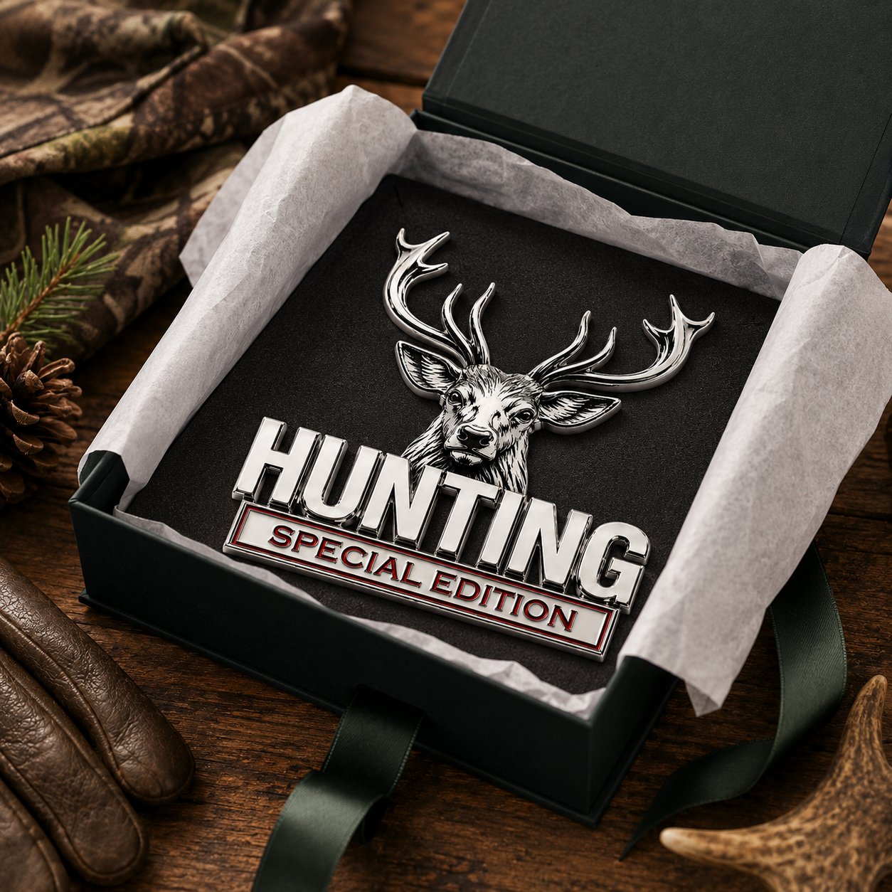 🦌 3D Stag Metal Vehicle Badge – Premium Outdoor Emblem for Trucks & SUVs