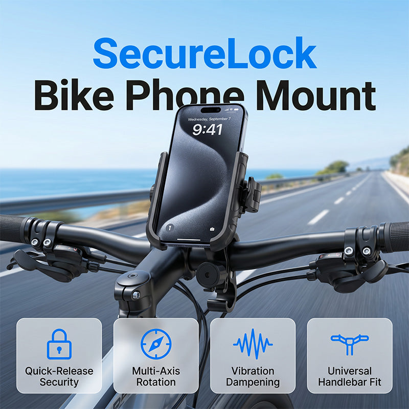 Quick-release bike phone mount with secure lock design