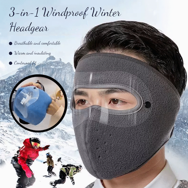 3-in-1 Winter Full Face Mask with Goggles – Fleece Cold Weather Headgear