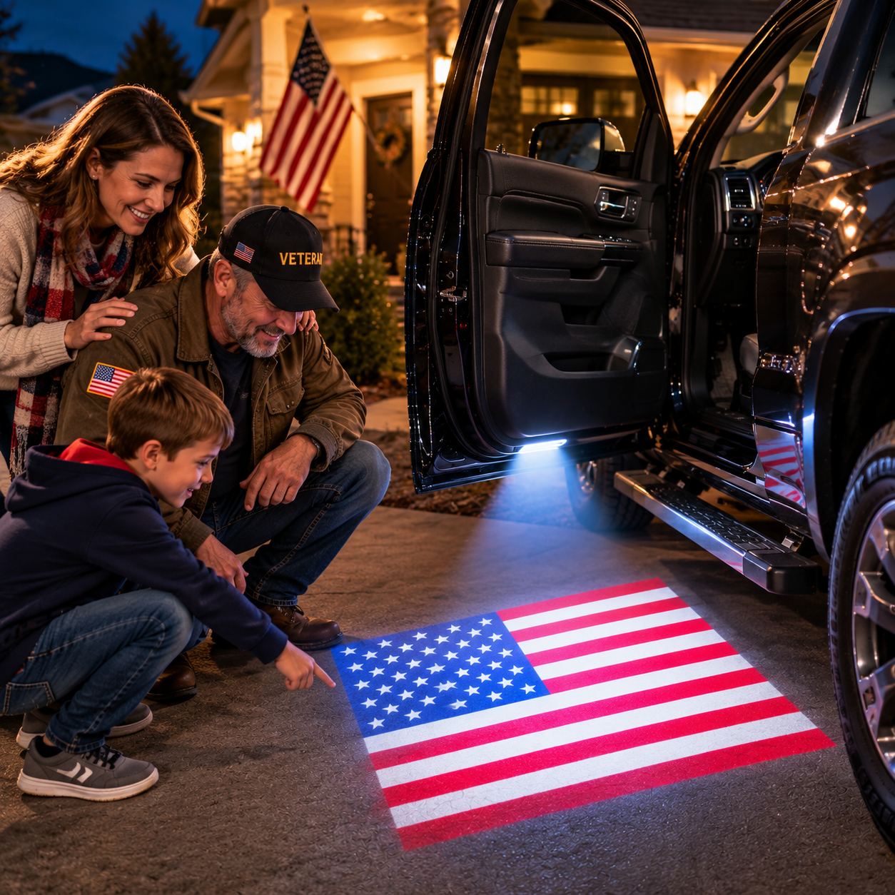 HonorBeam American flag car welcome projection light