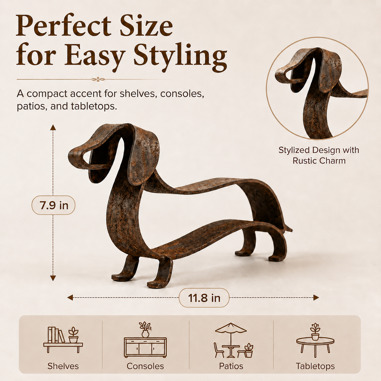 Dachshund Sculpture Size and Details