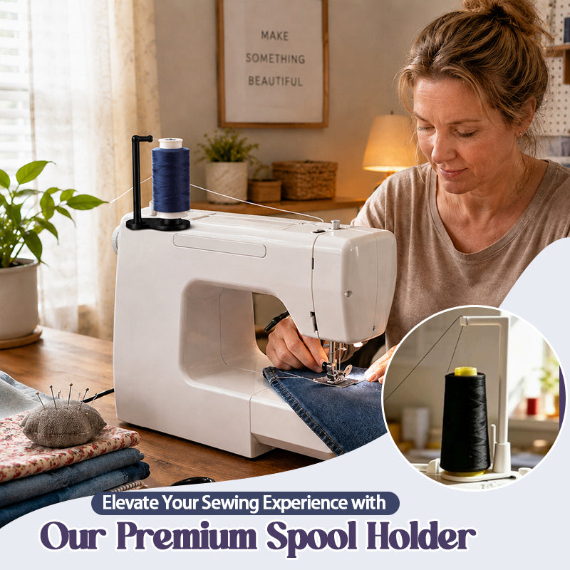 Sewing machine top spool holder for large thread spools