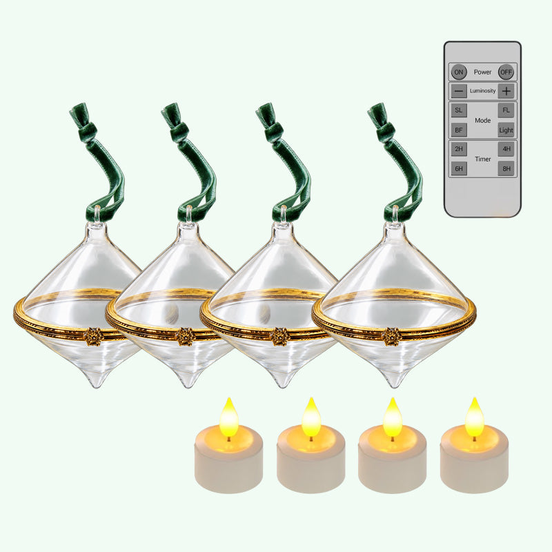 Four ornaments, four electronic candles and remote-control bundle