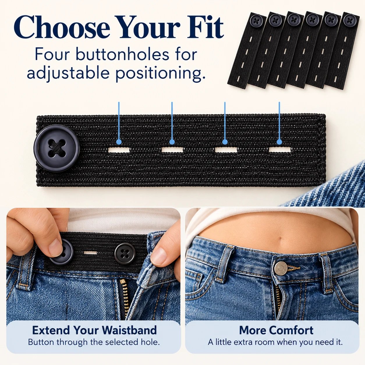 Adjustable elastic waistband extender