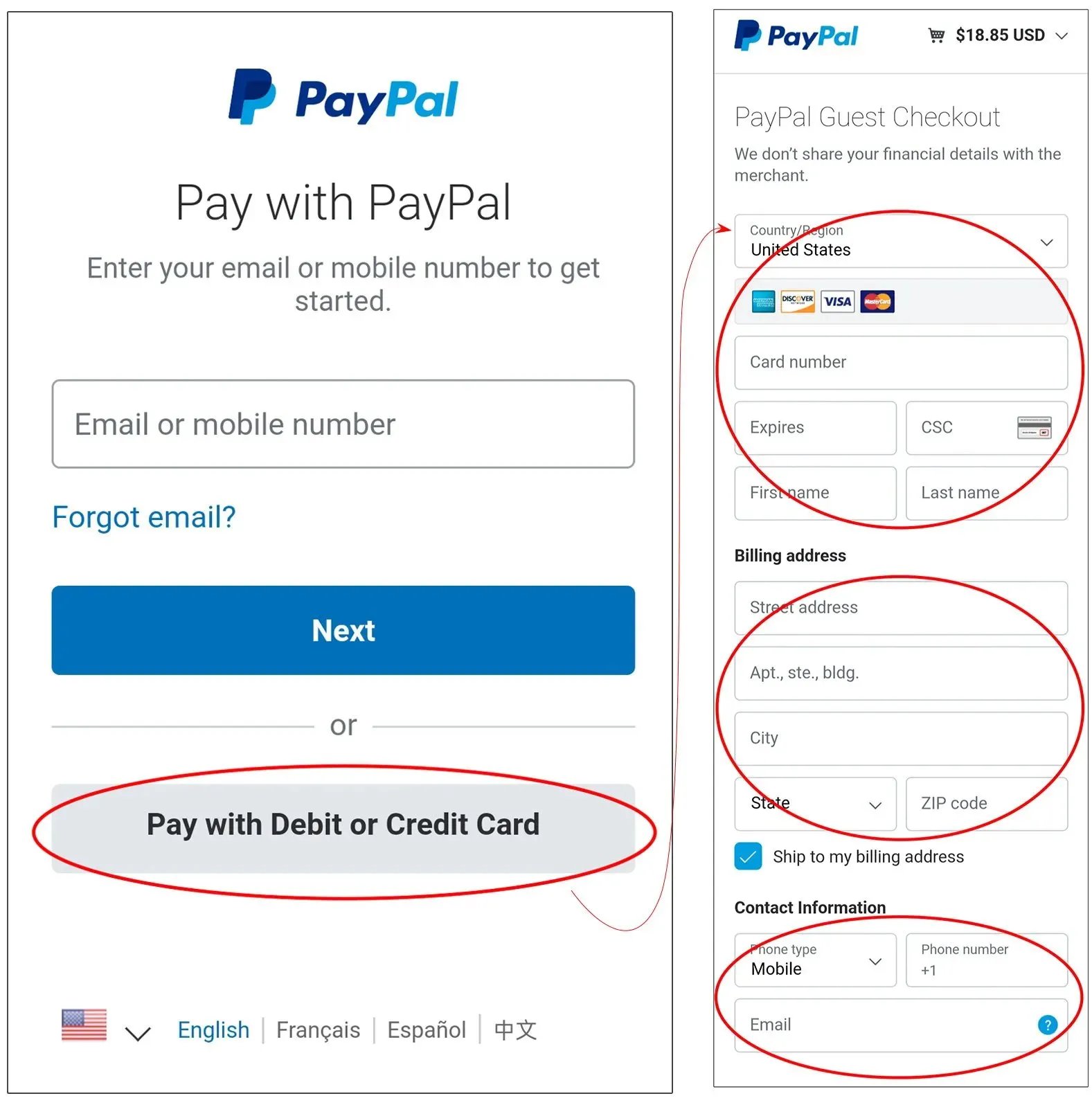How to pay with PayPal debit or credit card