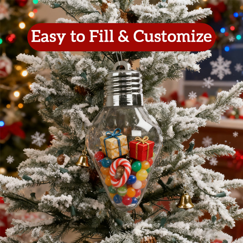 Christmas bulb jar filled with decorations