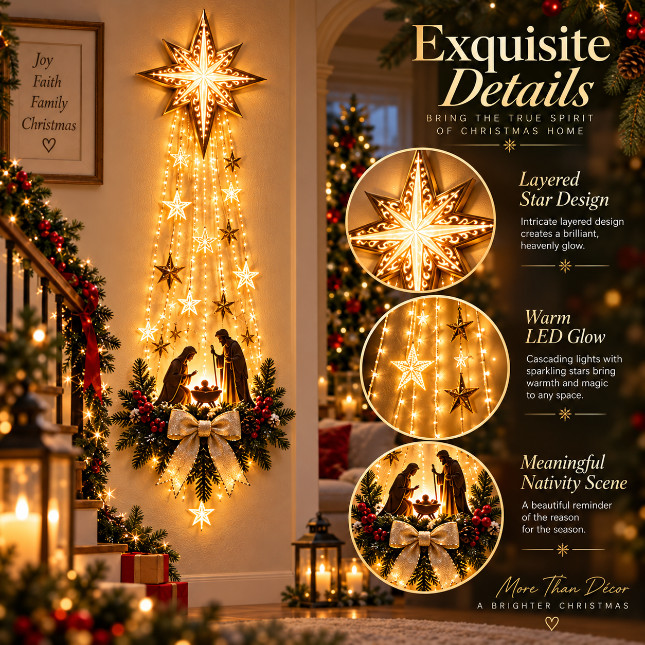 Bethlehem Star Nativity Wall Light details