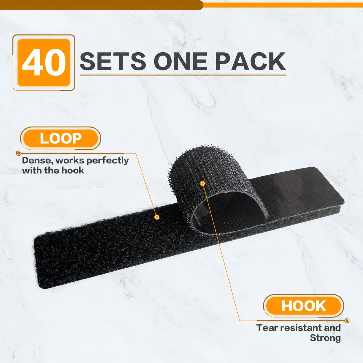 Heavy-Duty Self-Adhesive Hook and Loop Strips – Reusable Fastening Pads for Home, Office, DIY & Cable Organisation