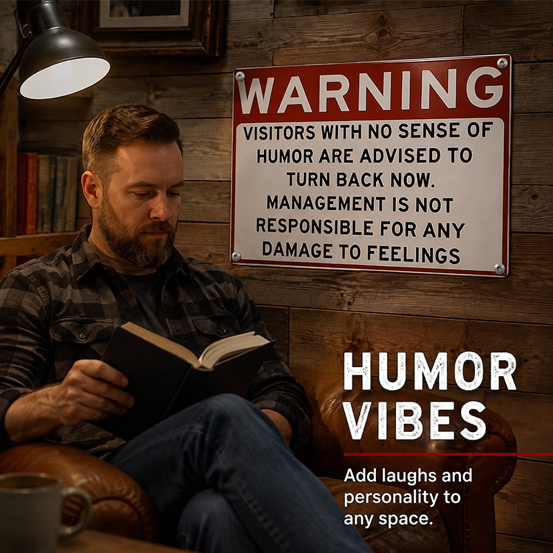 Funny Warning Sign – Humorous Wall Decor for Garage, Man Cave & Game Room