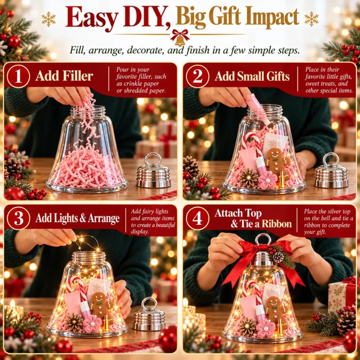 🎄🎁DIY Christmas Bell Gift Box – Clear Fill-Your-Own Holiday Gift Container