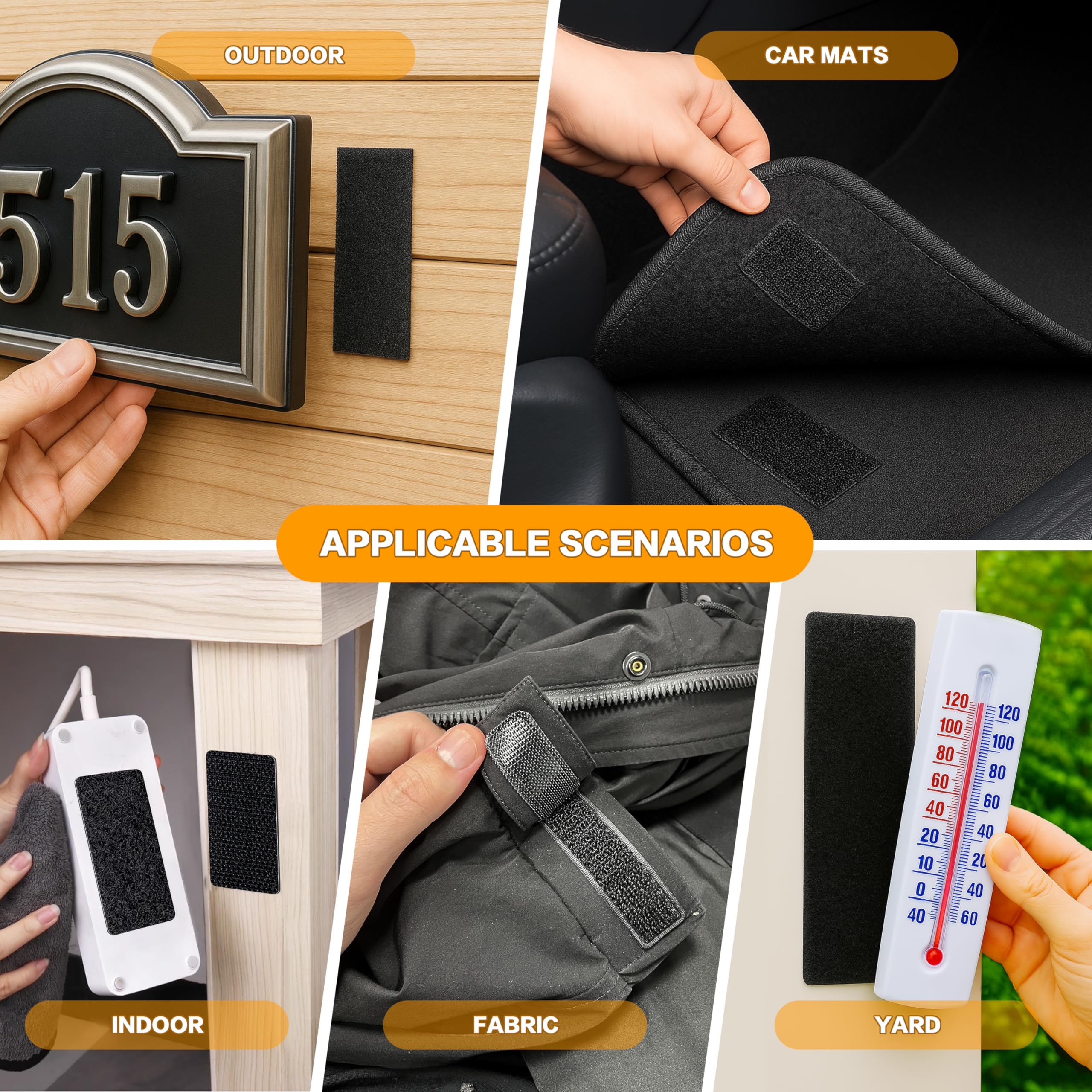 Heavy-Duty Self-Adhesive Hook and Loop Strips – Reusable Fastening Pads for Home, Office, DIY & Cable Organisation