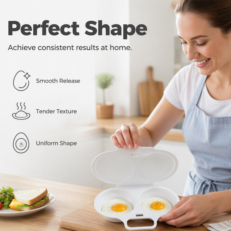 2-Egg Microwave Egg Poacher – Quick & Easy Breakfast Cooker with Lid & Handle