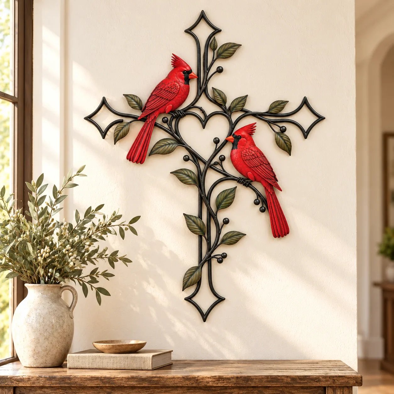 Cardinal Heart Cross wall decoration