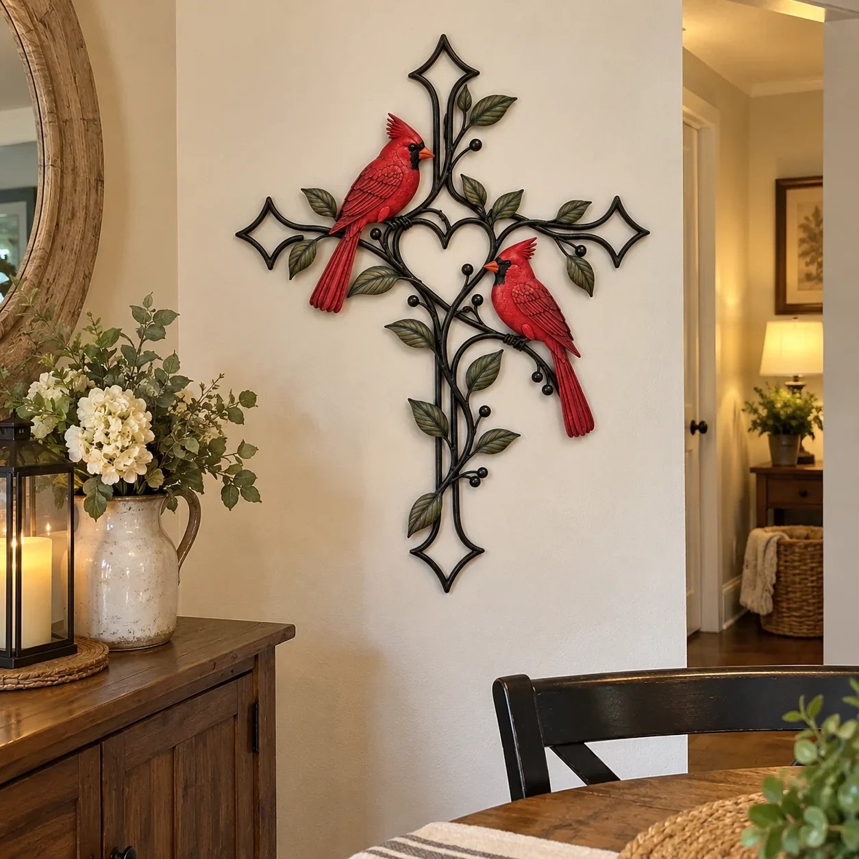 Cardinal Cross displayed on dining room wall