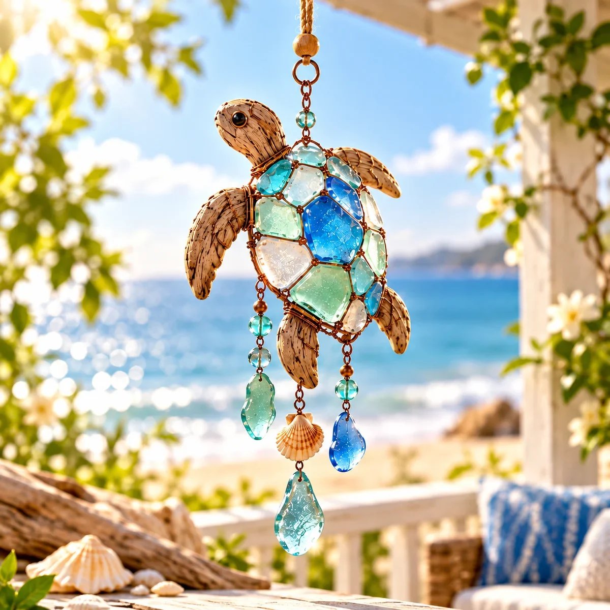 Sea Turtle coastal hanging ornament