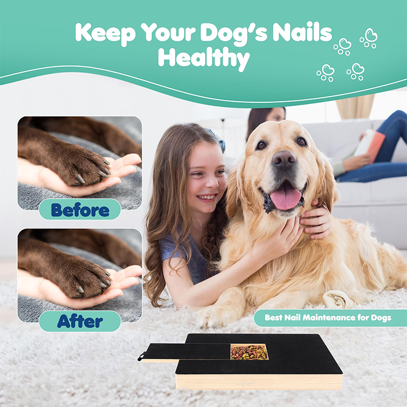 Bone-shaped Dog Scratch Pad For Nails, Wooden Scratch Board With Treat Drawer, Interactive Dog Nail File Toy - image 6
