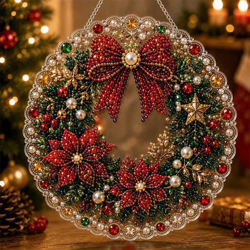 Christmas Pearl Diamond Art Kit For Adults Diy Craft - 5# - 9.8 × 9.8 in - image 4