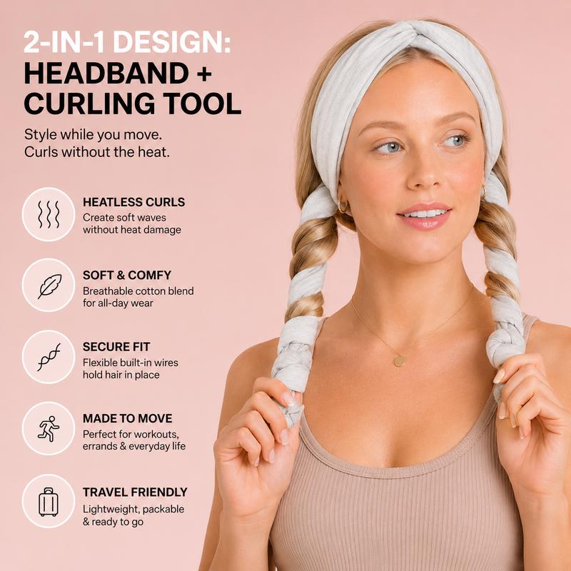 Heatless Curling Headband For Women Achieves Heatless Curls Overnight, No Heat Damage