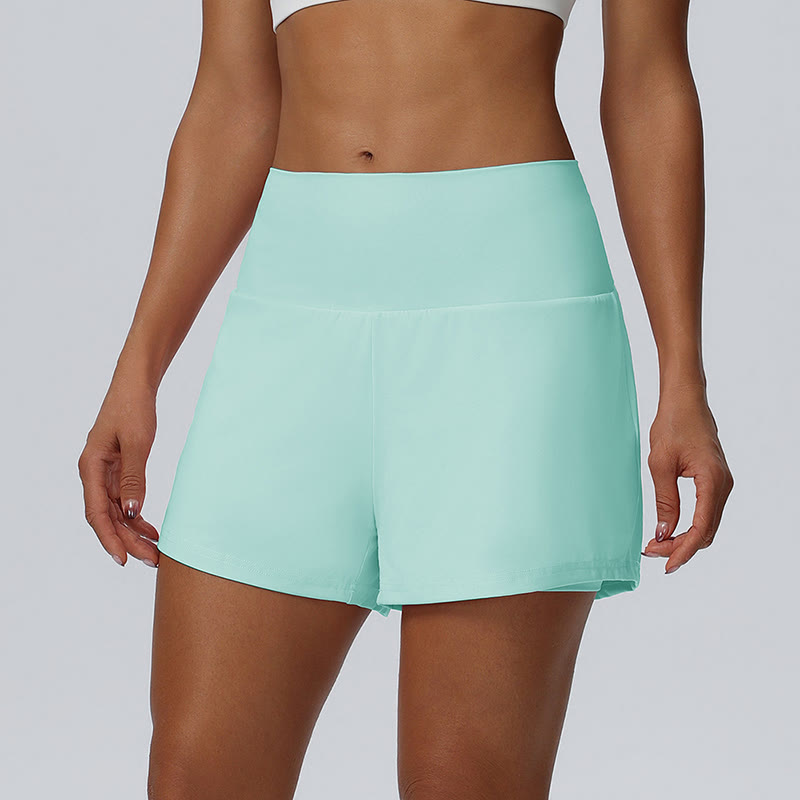 Solid Color High Rise Multi Pockets Gym Running Casual Workout Shorts - Mint - 2XL - image 20