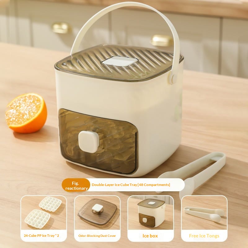 Handheld Ice Bucket, 48-Cell Ice Cube Tray, Ice Mold, Freezing Tool  - White - image 8